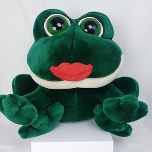 Russ Berrie Smooches Kissy‎ Frog Plush 12" Stuffed Animal Full Red Lips